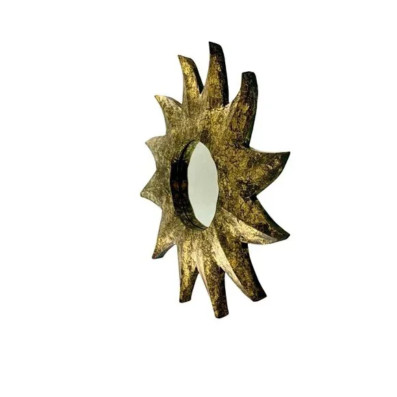 Mirror Sunburst Design Vintage Light Weight Wood MCM Decor - Picture 3 of 4